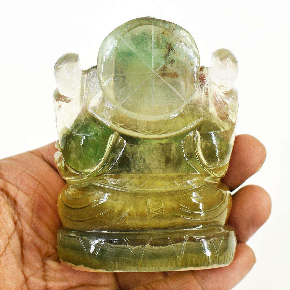 gemsmore:Natural Multicolor Fluorite Hand Carved Genuine Crystal Gemstone Carving Lord Ganesha