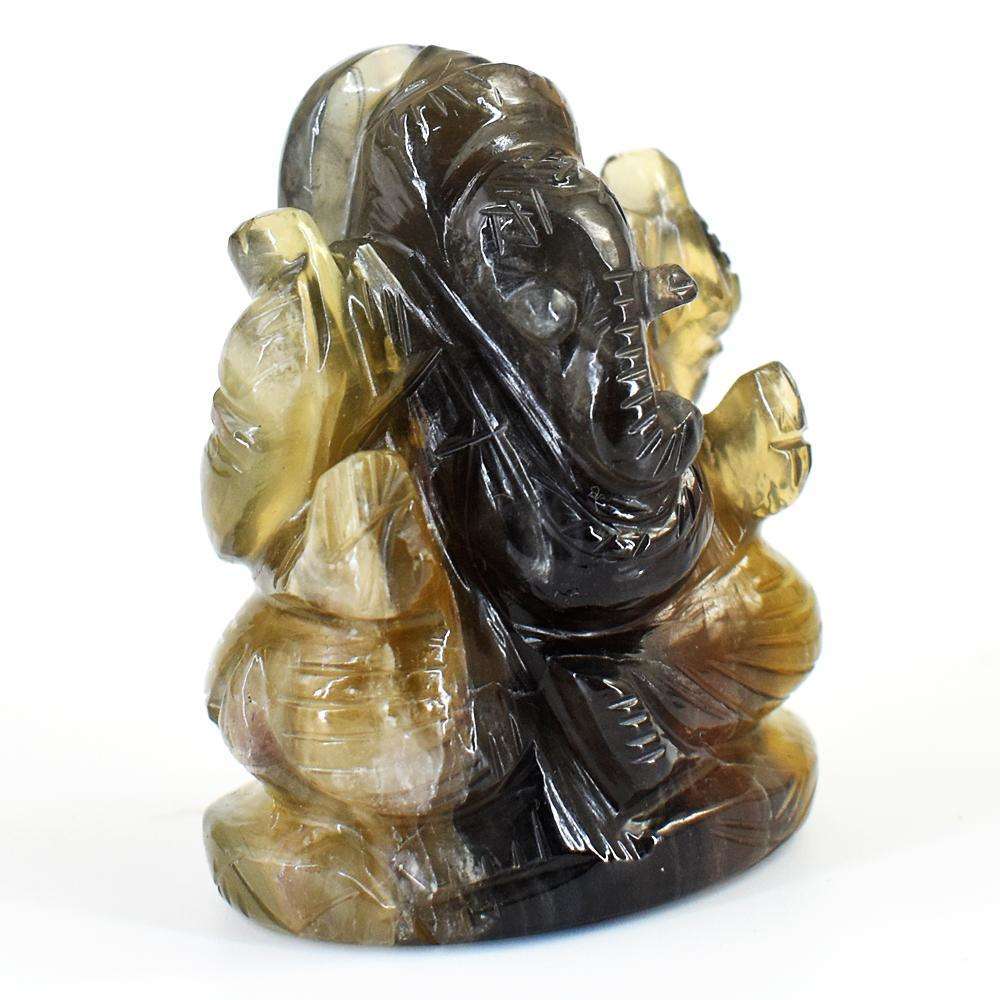 gemsmore:Natural Multicolor Fluorite Hand Carved Genuine Crystal Gemstone Carving Lord Ganesha
