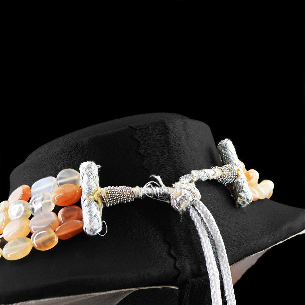 gemsmore:Natural Multicolor Moonstone Necklace 4 Line Oval Beads