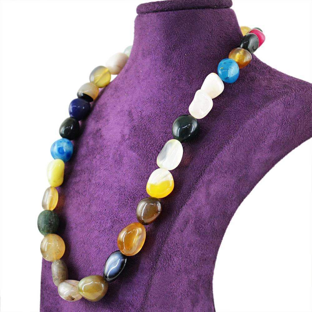 gemsmore:Natural Multicolor Multi Gemstone Necklace Untreated Beads