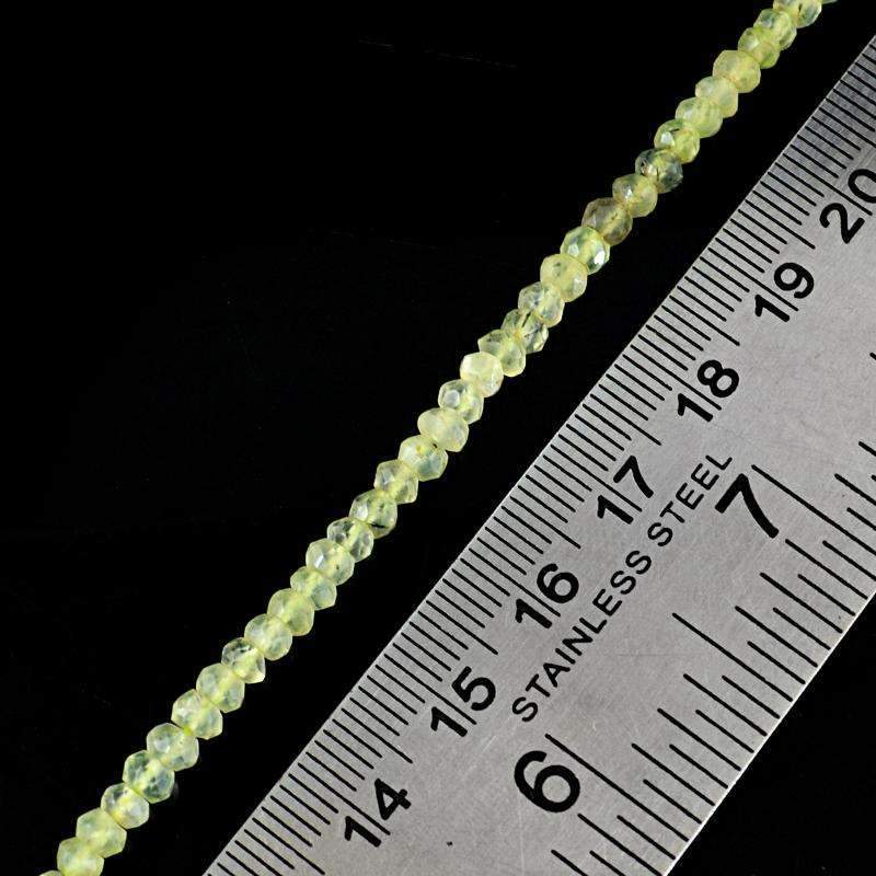 gemsmore:Natural Natural Green Phrenite Drilled Round Cut Beads Strand