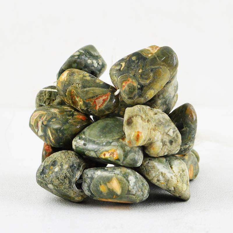 gemsmore:Natural Ocean Jasper Drilled Beads Strand