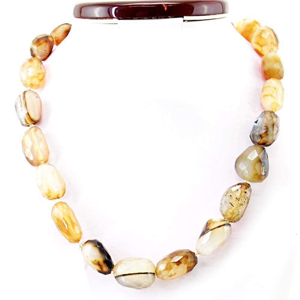gemsmore:Natural Onyx Necklace 20 Inches Long Untreated Faceted Beads