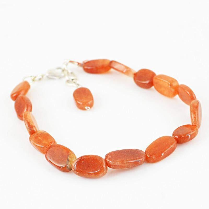 gemsmore:Natural Orange Aventurine Bracelet Oval Shape Unheated Beads