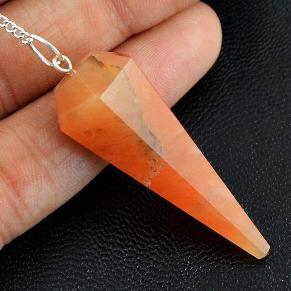 gemsmore:Natural Orange Aventurine Crystal Healing Pendulum