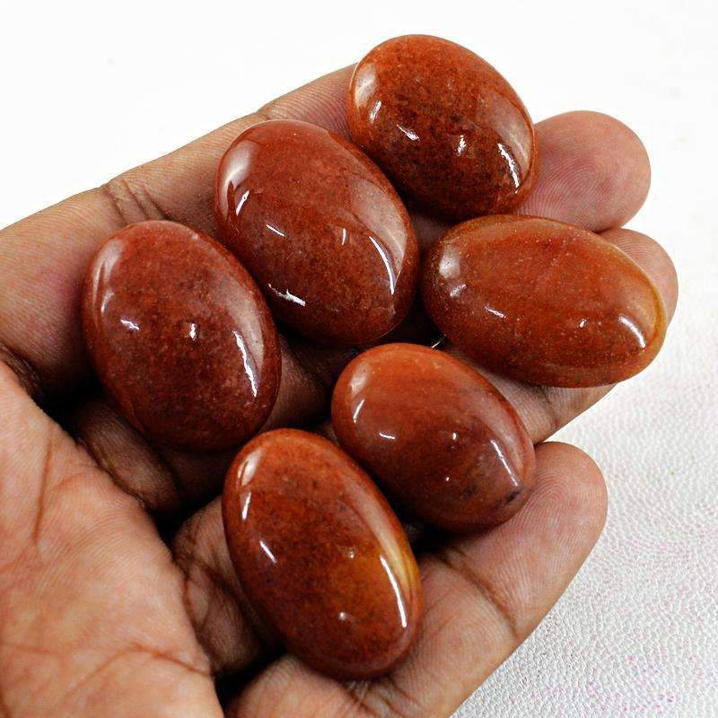 gemsmore:Natural Orange Aventurine Gemstone Lot Oval Shape