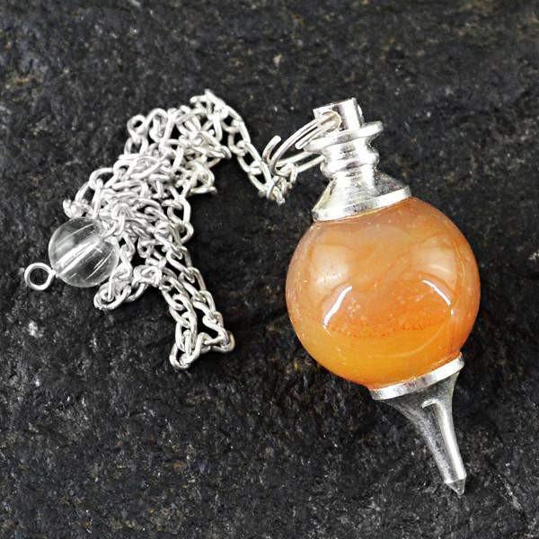gemsmore:Natural Orange Aventurine Healing Ball Point Pendant