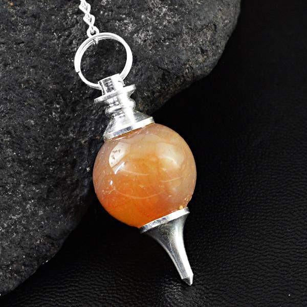 gemsmore:Natural Orange Aventurine Healing Ball Point Pendant