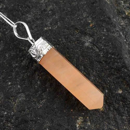 gemsmore:Natural Orange Aventurine Healing Point Pendant