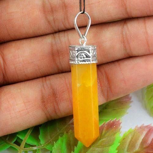 gemsmore:Natural Orange Aventurine Healing Point Pendant