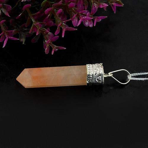 gemsmore:Natural Orange Aventurine Healing Point Pendant