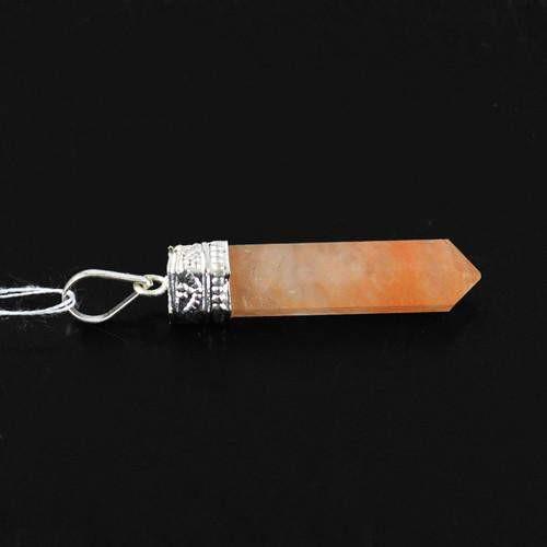 gemsmore:Natural Orange Aventurine Healing Point Pendant