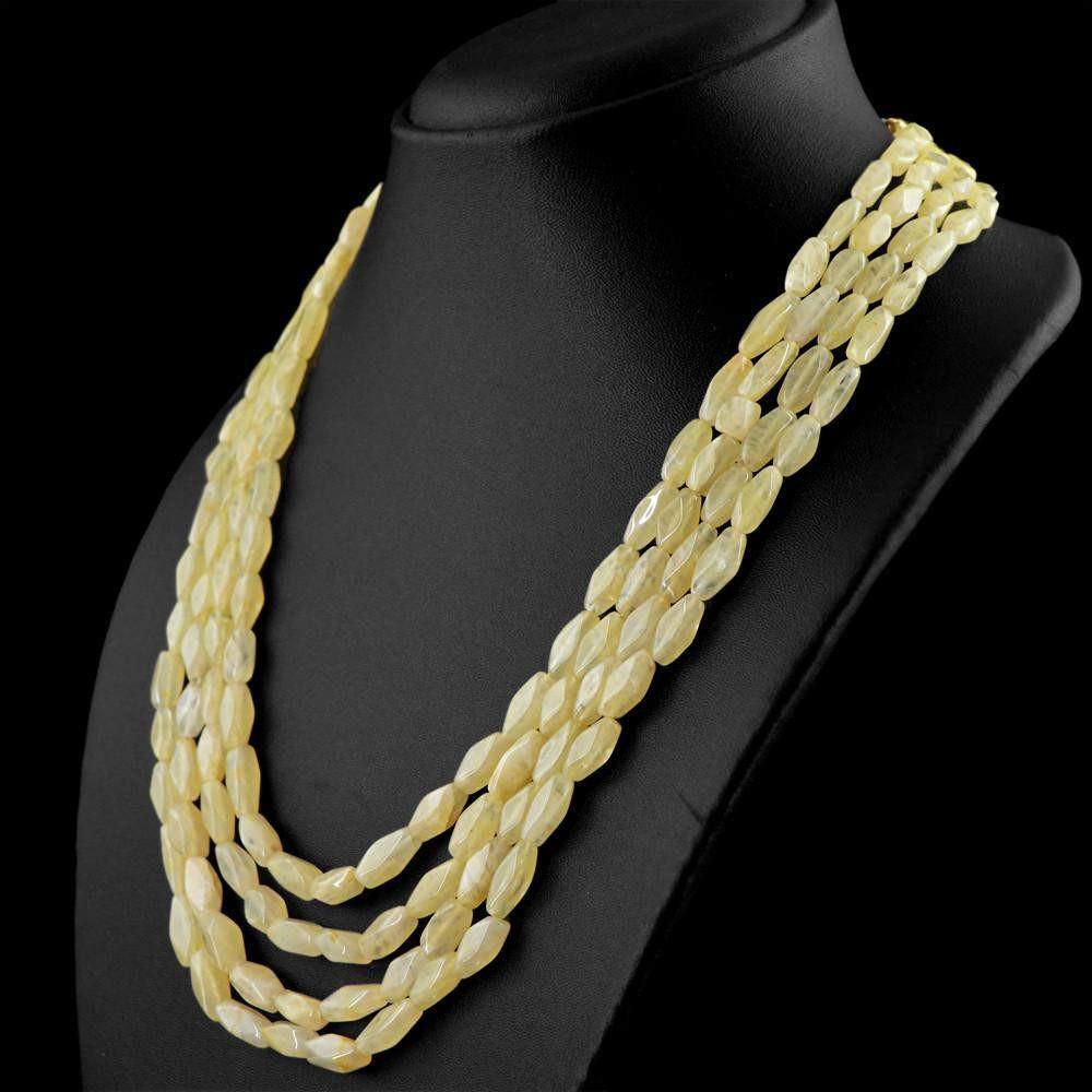 gemsmore:Natural Orange Aventurine Necklace Untreated 4 Line Faceted Beads
