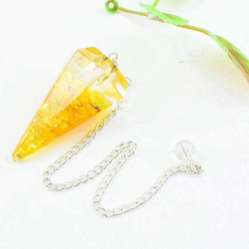 gemsmore:Natural Orange Aventurine Orgone Healing Point Pendulum