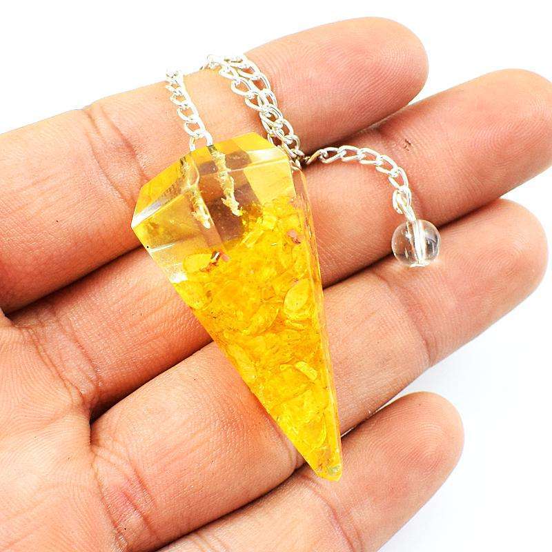 gemsmore:Natural Orange Aventurine Orgone Healing Point Pendulum