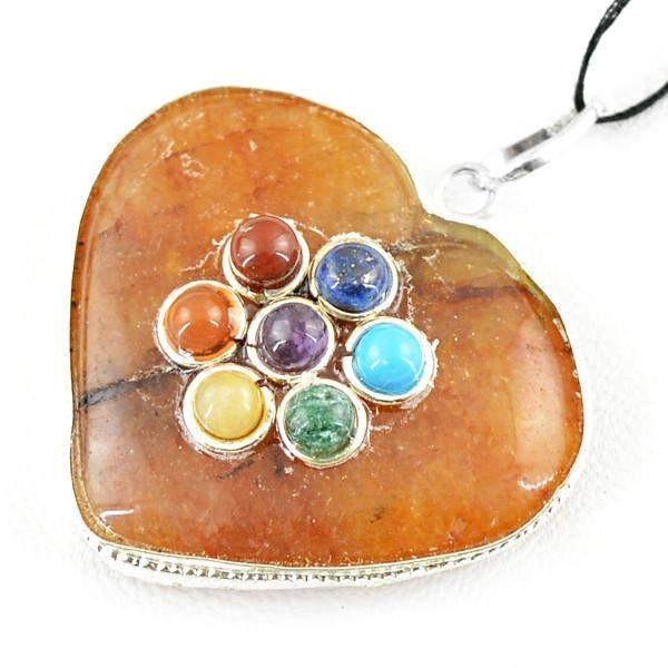 gemsmore:Natural Orange Aventurine Seven Chakra Healing Pendant