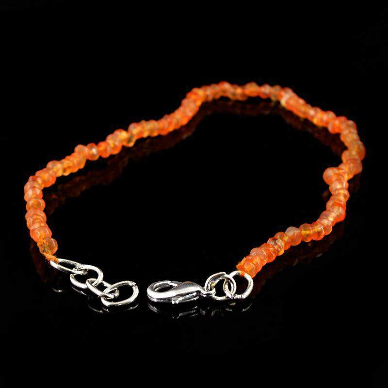 gemsmore:Natural Orange Carnelian Bracelet Round Faceted Beads