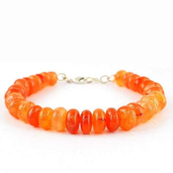 gemsmore:Natural Orange Carnelian Bracelet Round Shape Beads