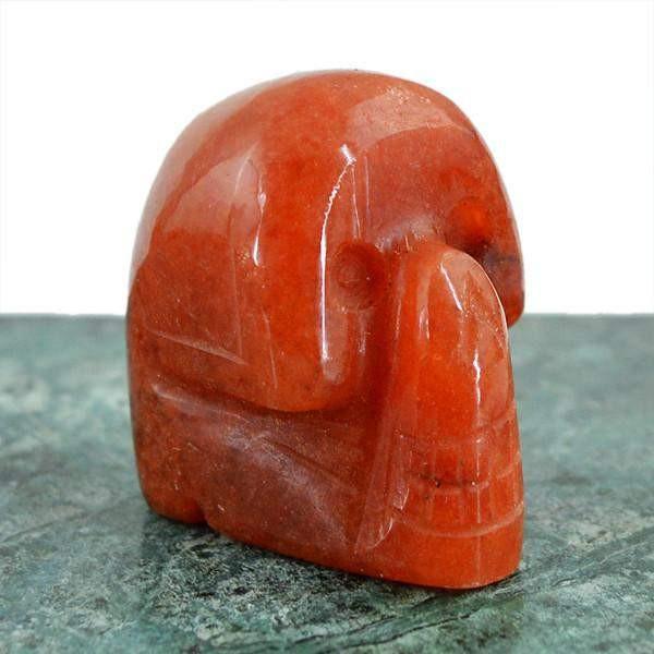 gemsmore:Natural Orange Carnelian Carved Skull Gemstone