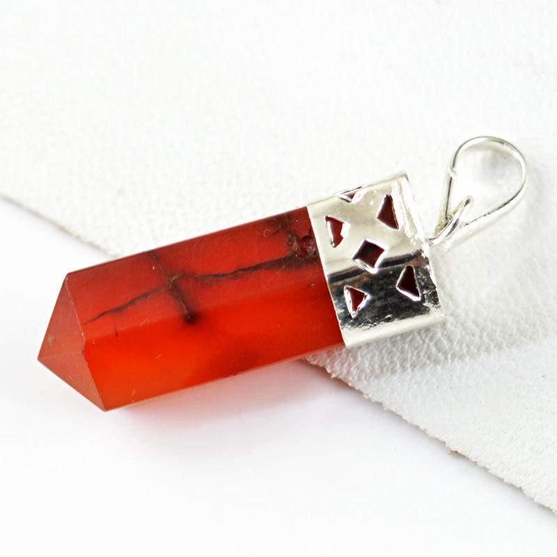 gemsmore:Natural Orange Carnelian Crystal Healing Point Pendant