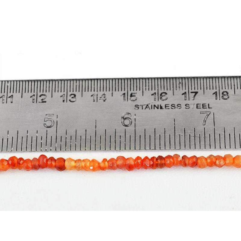 gemsmore:Natural Orange Carnelian Drilled Beads Strand Round Shape Faceted