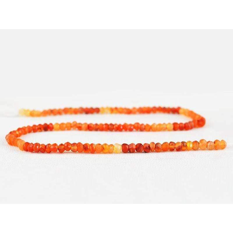 gemsmore:Natural Orange Carnelian Drilled Beads Strand Round Shape Faceted