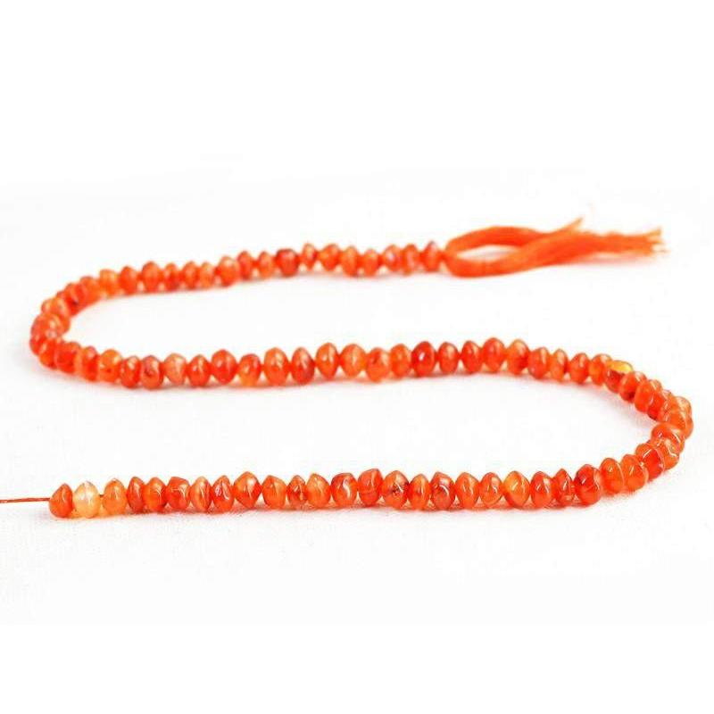 gemsmore:Natural Orange Carnelian Drilled Beads Strand