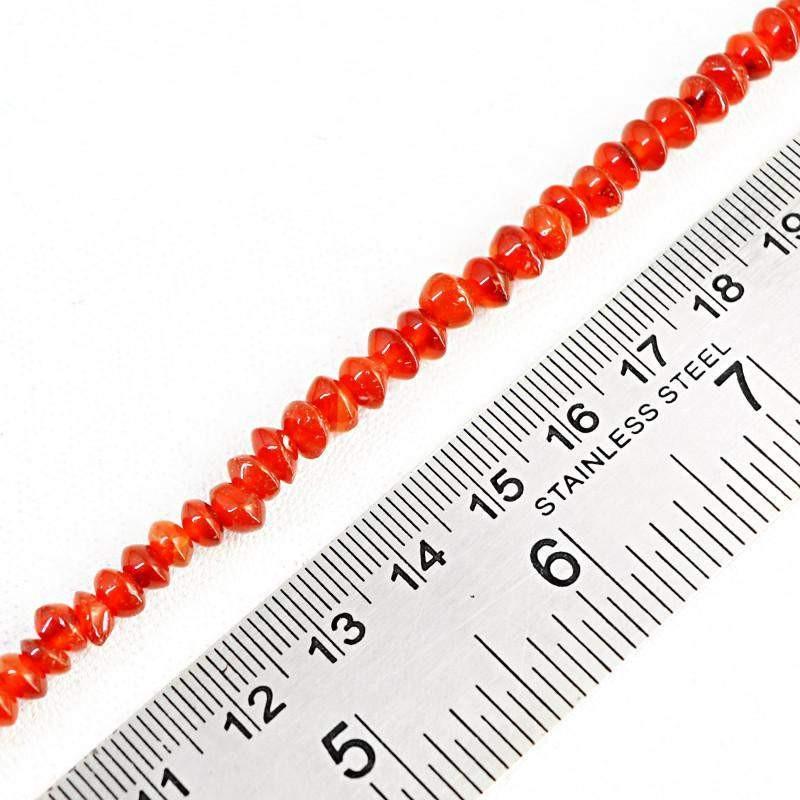 gemsmore:Natural Orange Carnelian Drilled Untreated Beads Strand