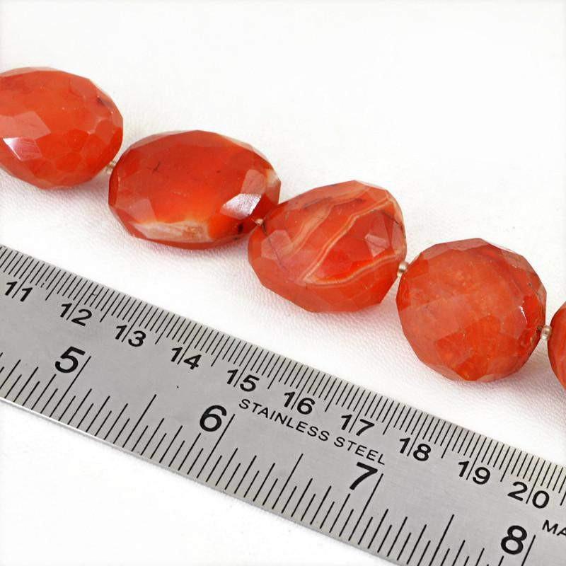 gemsmore:Natural Orange Carnelian Faceted Beads Strand