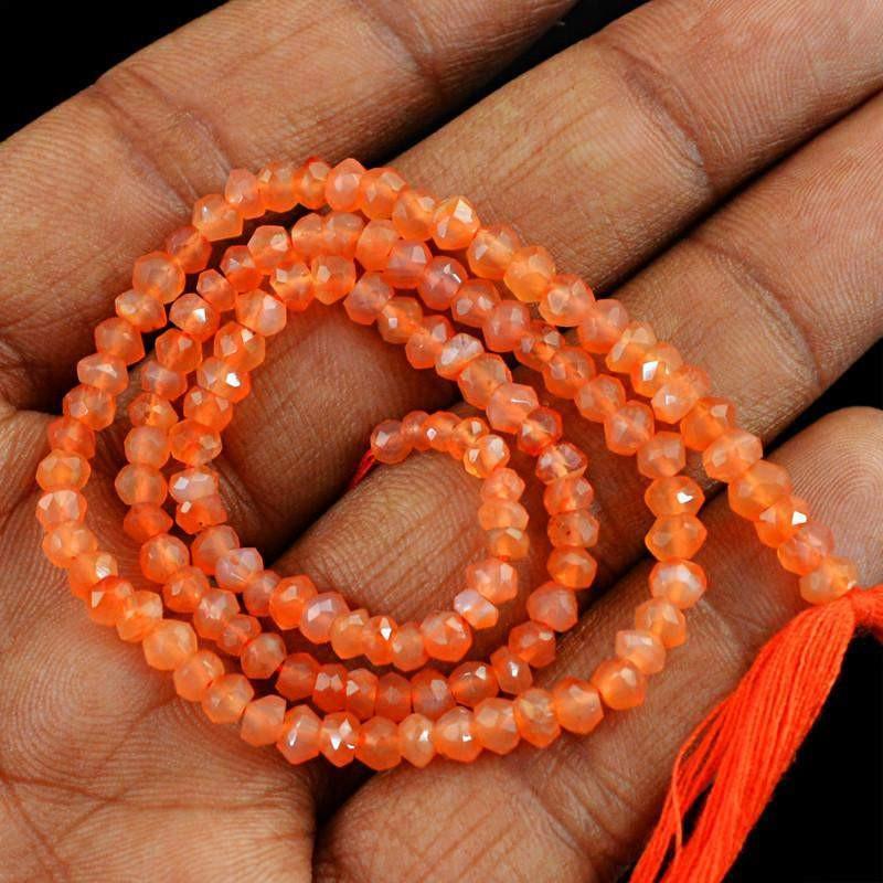 gemsmore:Natural Orange Carnelian Faceted Beads Strand