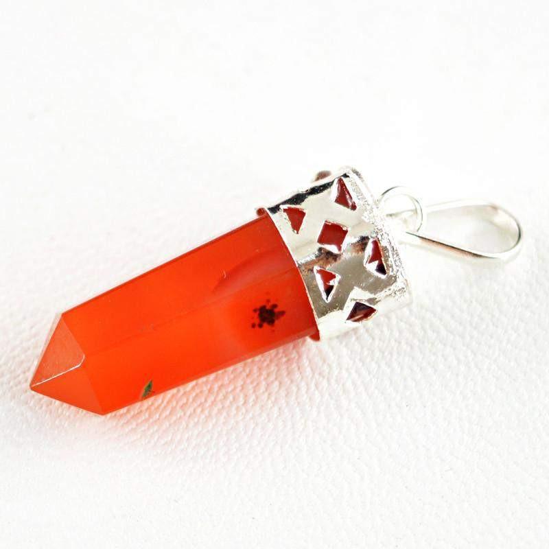 gemsmore:Natural Orange Carnelian Meditation Healing Point Pendant