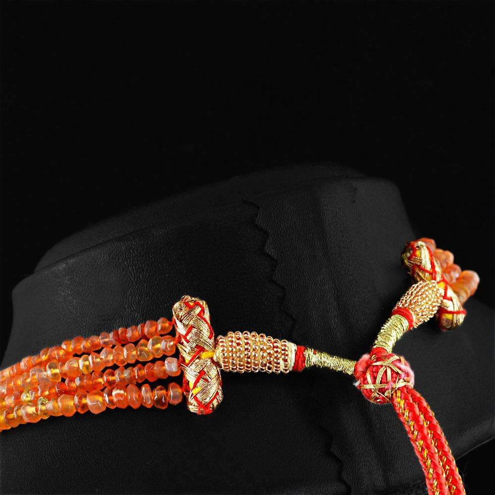 gemsmore:Natural Orange Carnelian Necklace 4 Line Faceted Unheated Beads
