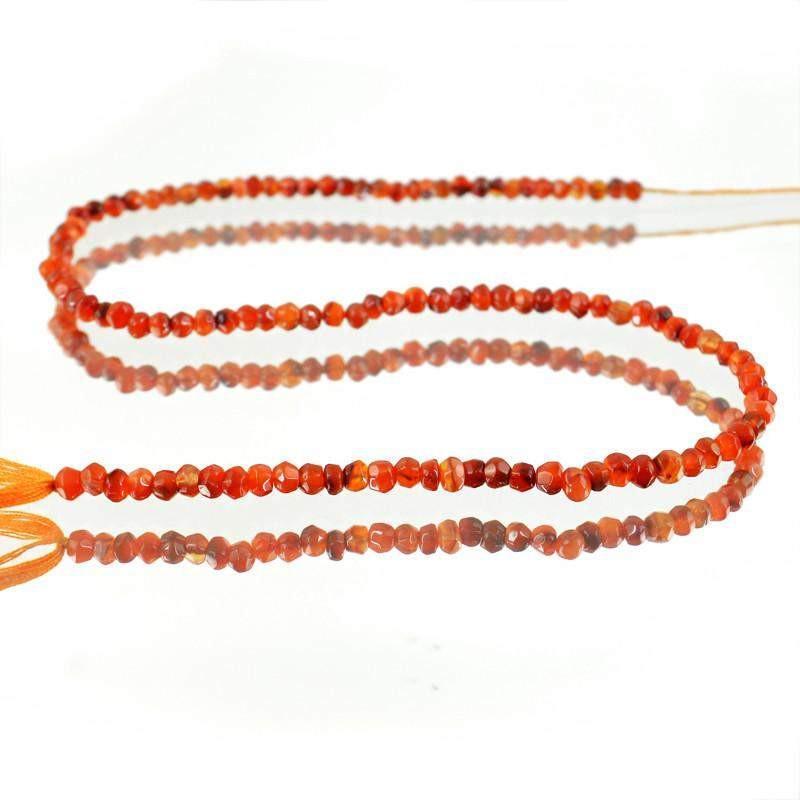 gemsmore:Natural Orange Carnelian Round Cut Beads Strand