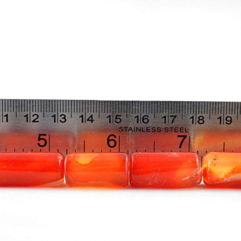 gemsmore:Natural Orange Onyx Drilled Beads Strand