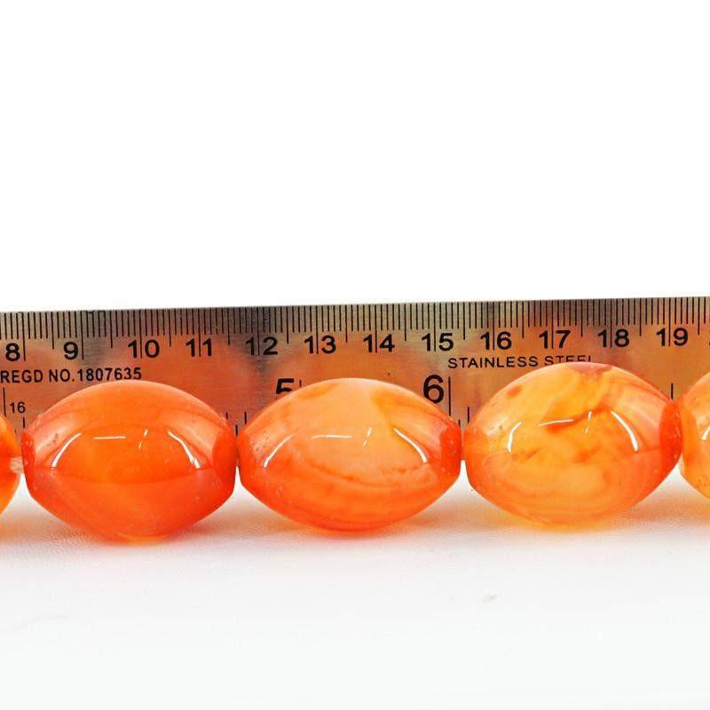 gemsmore:Natural Orange Onyx Drilled Beads Strand