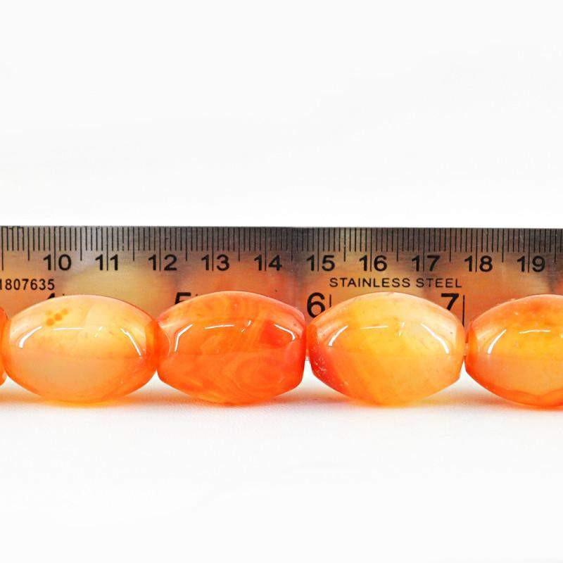 gemsmore:Natural Orange Onyx Drilled Beads Strand