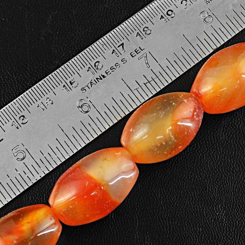gemsmore:Natural Orange Onyx Drilled Beads Strand