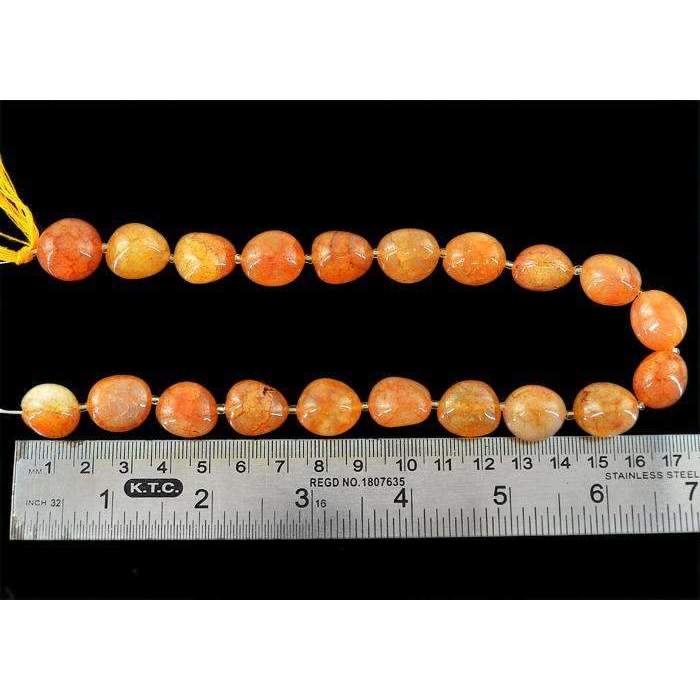 gemsmore:Natural Orange Onyx Drilled Beads Strand