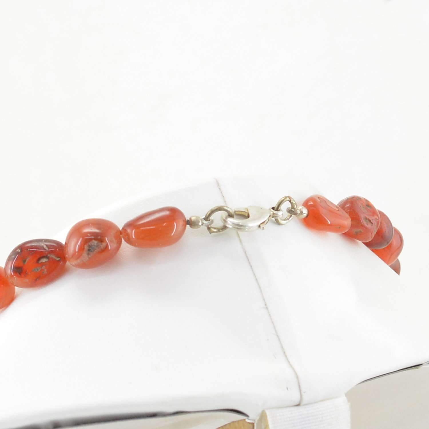 gemsmore:Natural Orange Onyx Necklace Untreated Beads - Single Strand