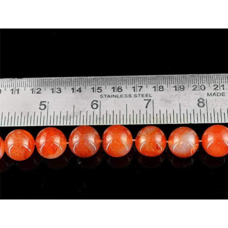 gemsmore:Natural Orange Onyx Round Shape Beads Strand