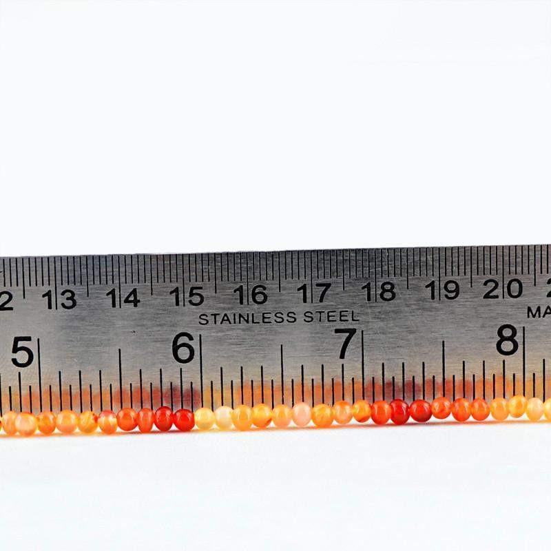 gemsmore:Natural Orange Onyx Round Shape Beads Strand
