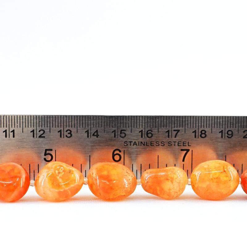 gemsmore:Natural Orange Onyx Unheated Beads Strand
