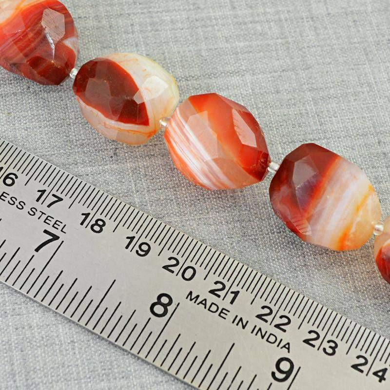 gemsmore:Natural Orange Onyx Untreated Beads Strand