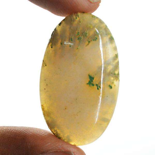gemsmore:Natural Oval Shape Green Moss Agate Untreated Loose Gemstone