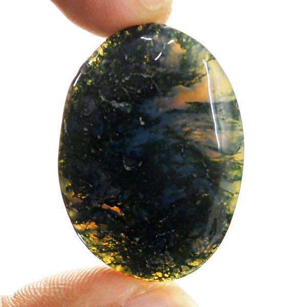 gemsmore:Natural Oval Shape Green Moss Agate Untreated Loose Gemstone