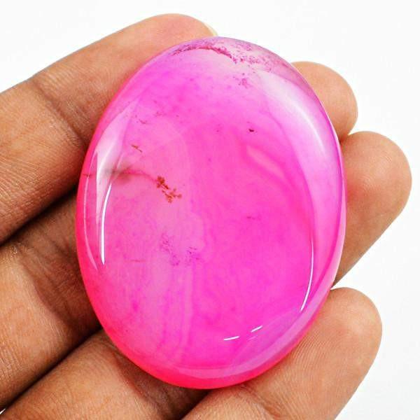 gemsmore:Natural Oval Shape Healing Palm Pink Onyx Untreated Cabochon