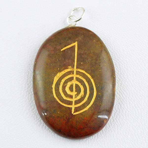 gemsmore:Natural Oval Shape Jasper Chakra Gemstone Pendant