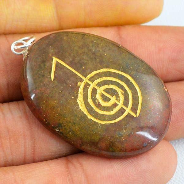 gemsmore:Natural Oval Shape Jasper Chakra Gemstone Pendant