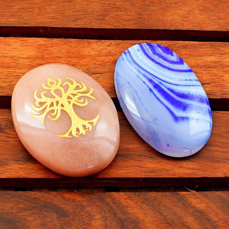 gemsmore:Natural Oval Shape Onyx & Jasper Healing Loose Gemstone Lot