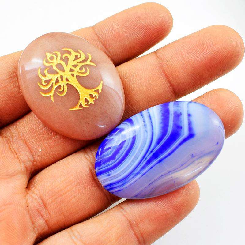 gemsmore:Natural Oval Shape Onyx & Jasper Healing Loose Gemstone Lot